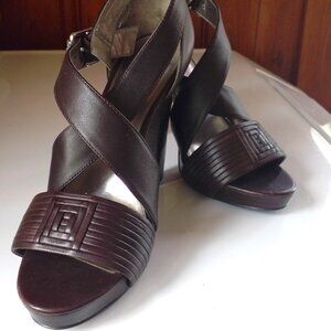 CALVIN KLIEN 4 INCH W/1 INCH PLATFORM HEEL IN DARK BROWN